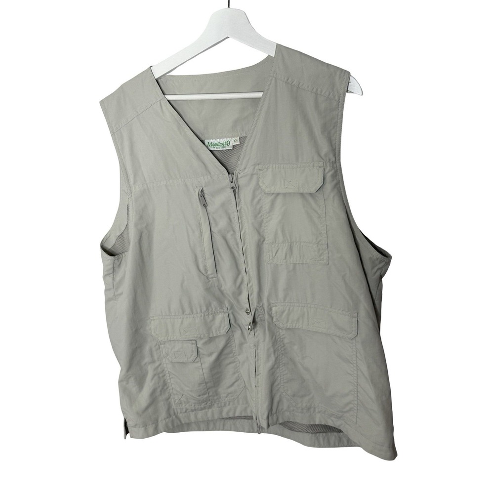 Magellans Nylon Fishing Vest Mens XL Tan‎ Outdoor Gear Utility Hiking Pockets